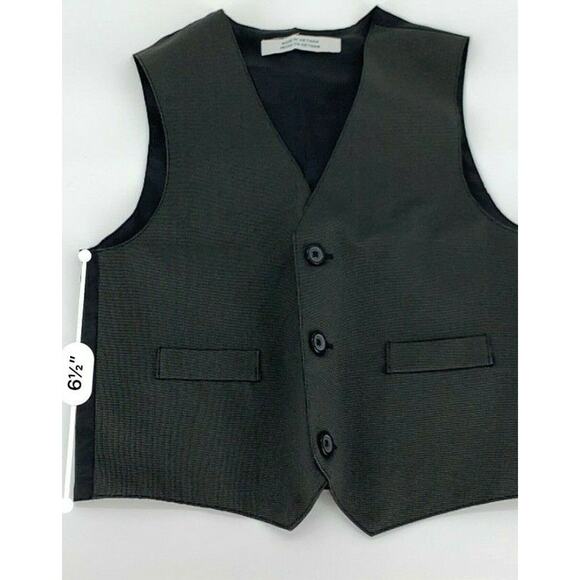 Boys Gray Button Down Front Formal Vest - Picture 4 of 5